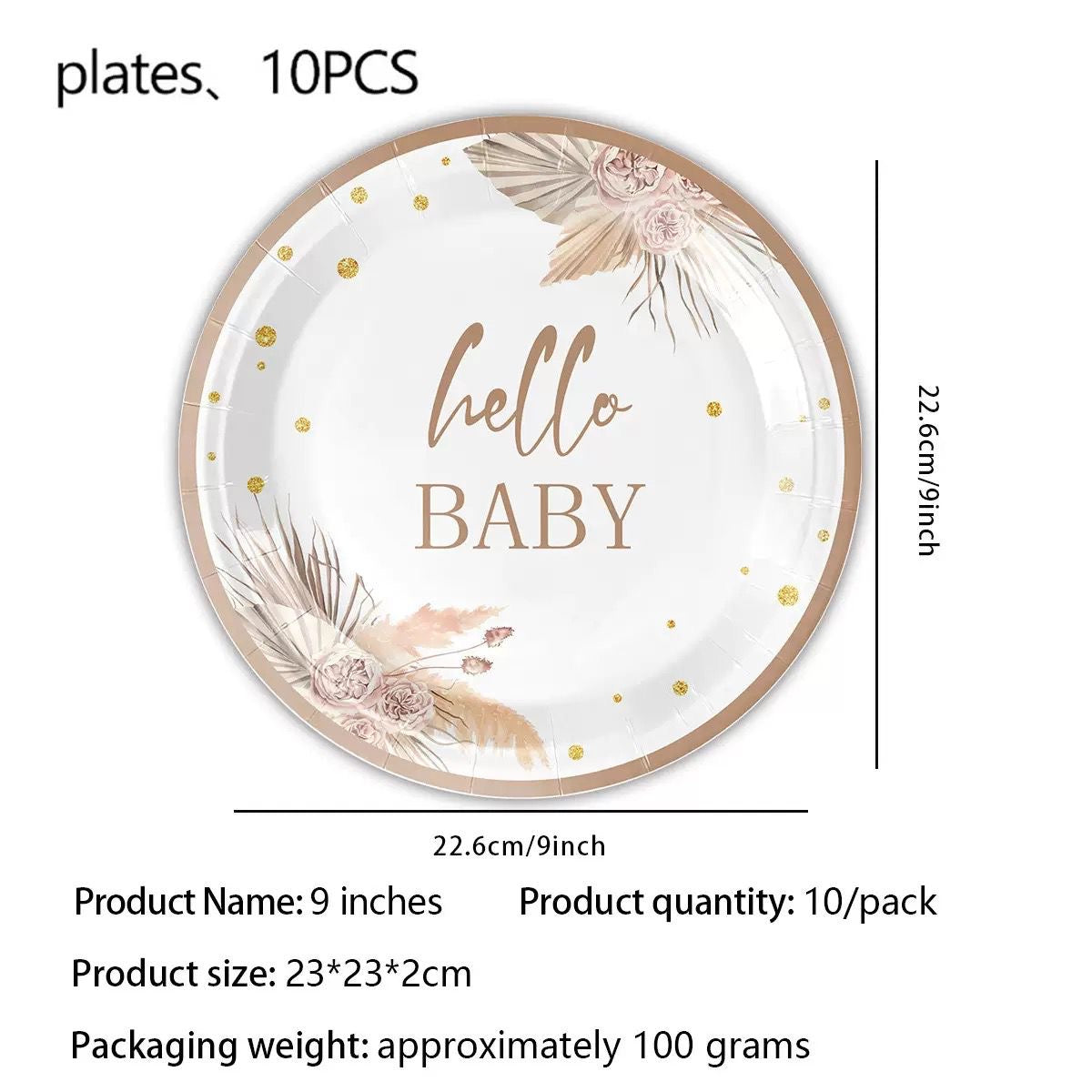 50pc Nude Hello Baby Partyware Bundle