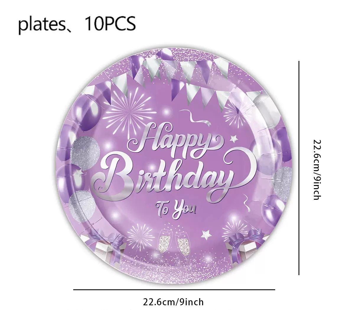 50pc Purple Birthday Partyware Bundle