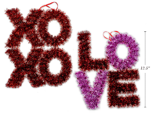 Valentine Tinsel Love/Xoxo Plaque