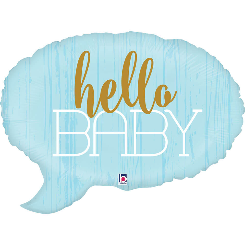24" Hello Baby Blue Foil Balloon