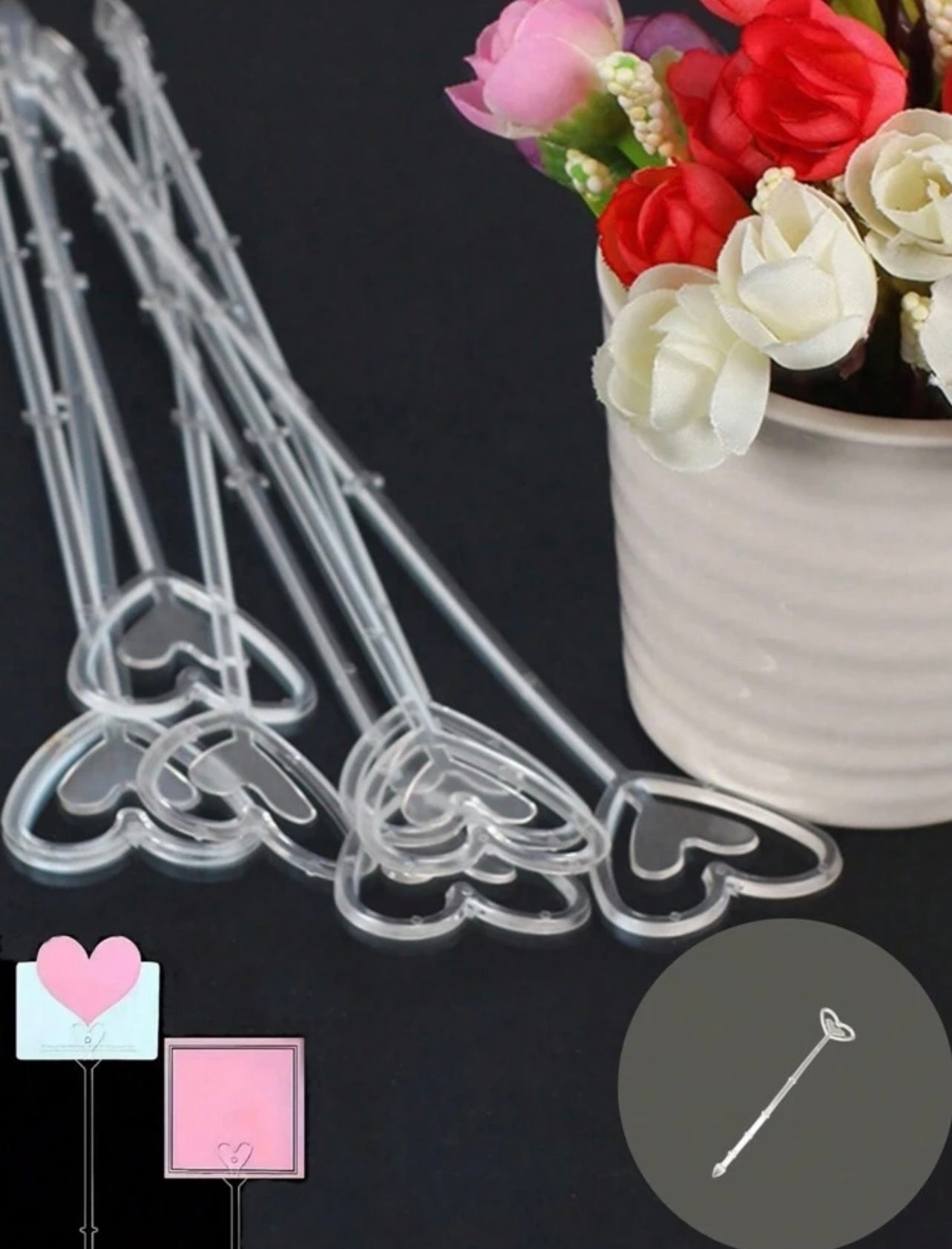 Heart Shape Card Holder Floral Pick Card Holder