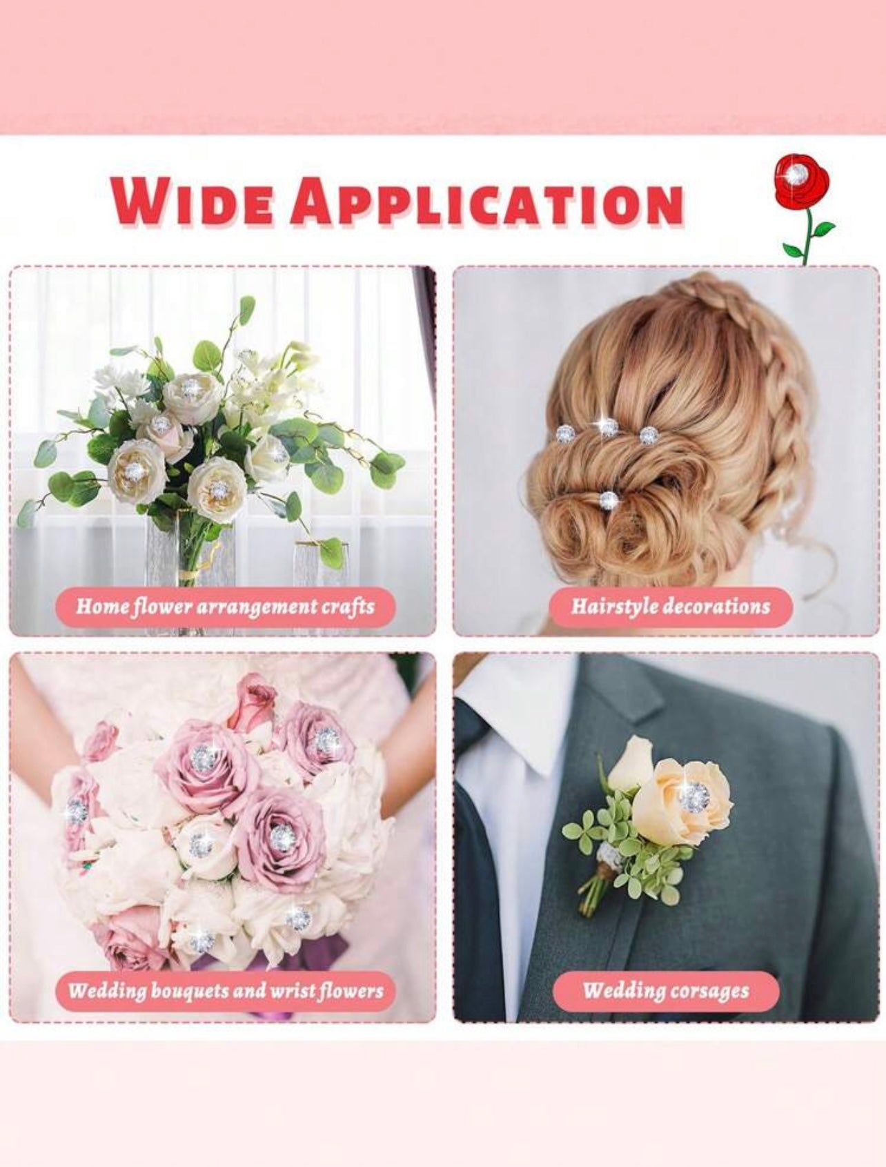 Diamond Flower Arranging Pins (100 pcs)