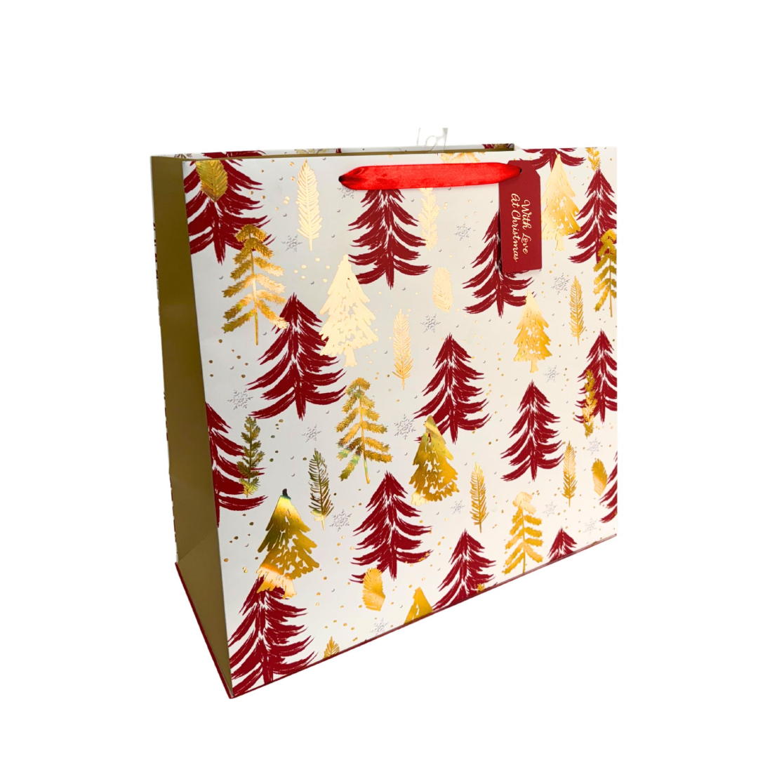 Merry & Bright Christmas Paper Bags (Square)