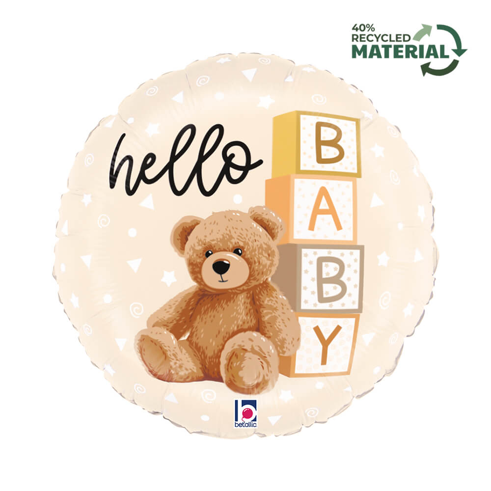 18" Hello Baby Teddy Bear Foil Balloon