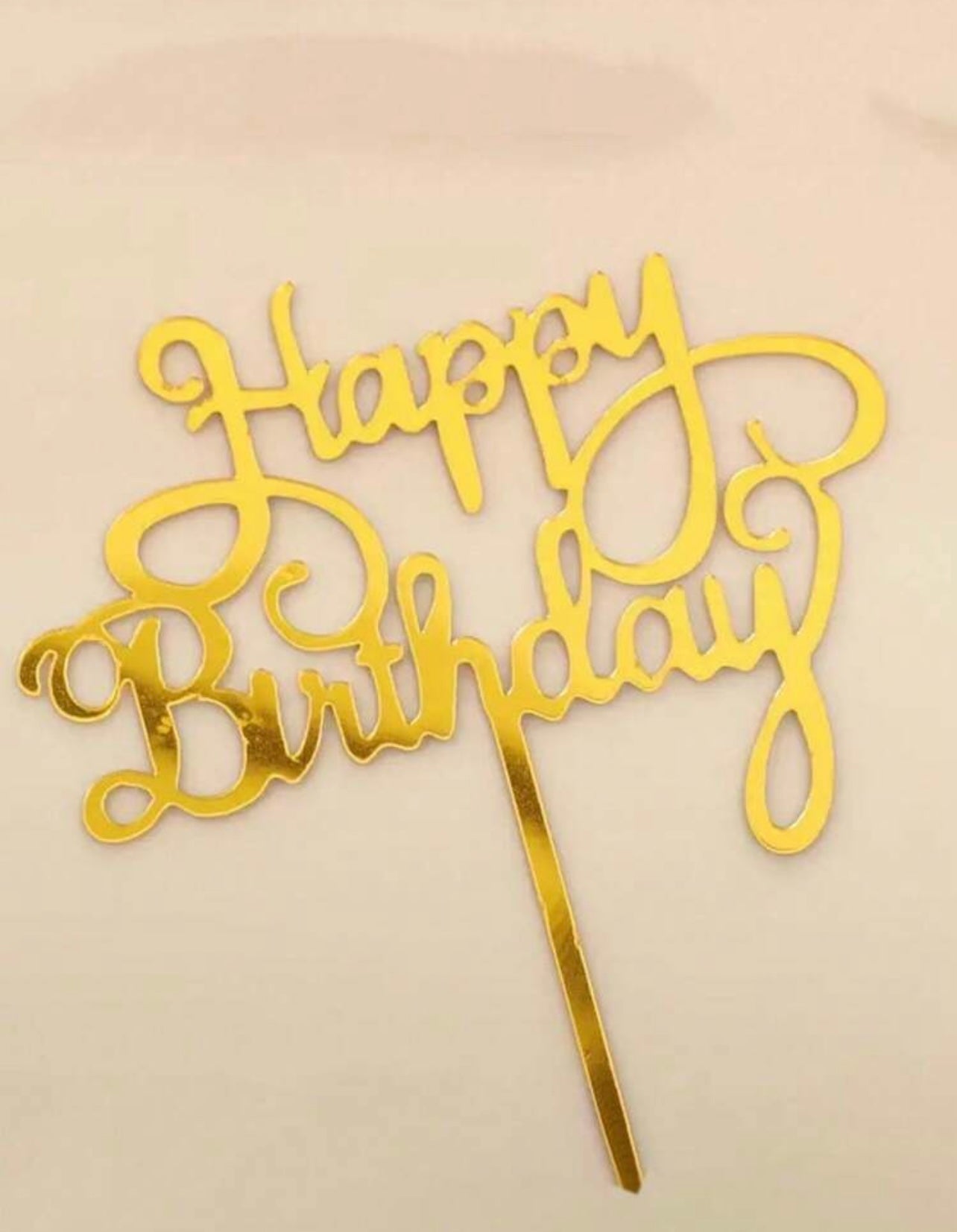 4.5” Metallic Gold Happy Birthday Cake Topper