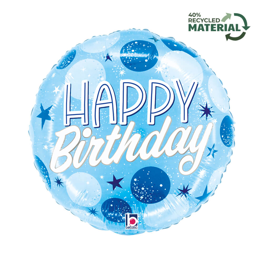 18" Blue Sparkle Dots Birthday Foil Balloon