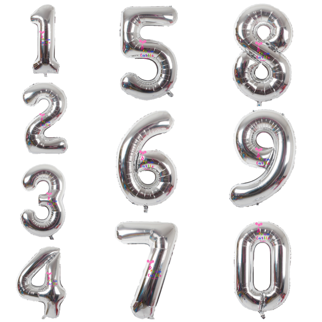 34" Silver Number Balloons