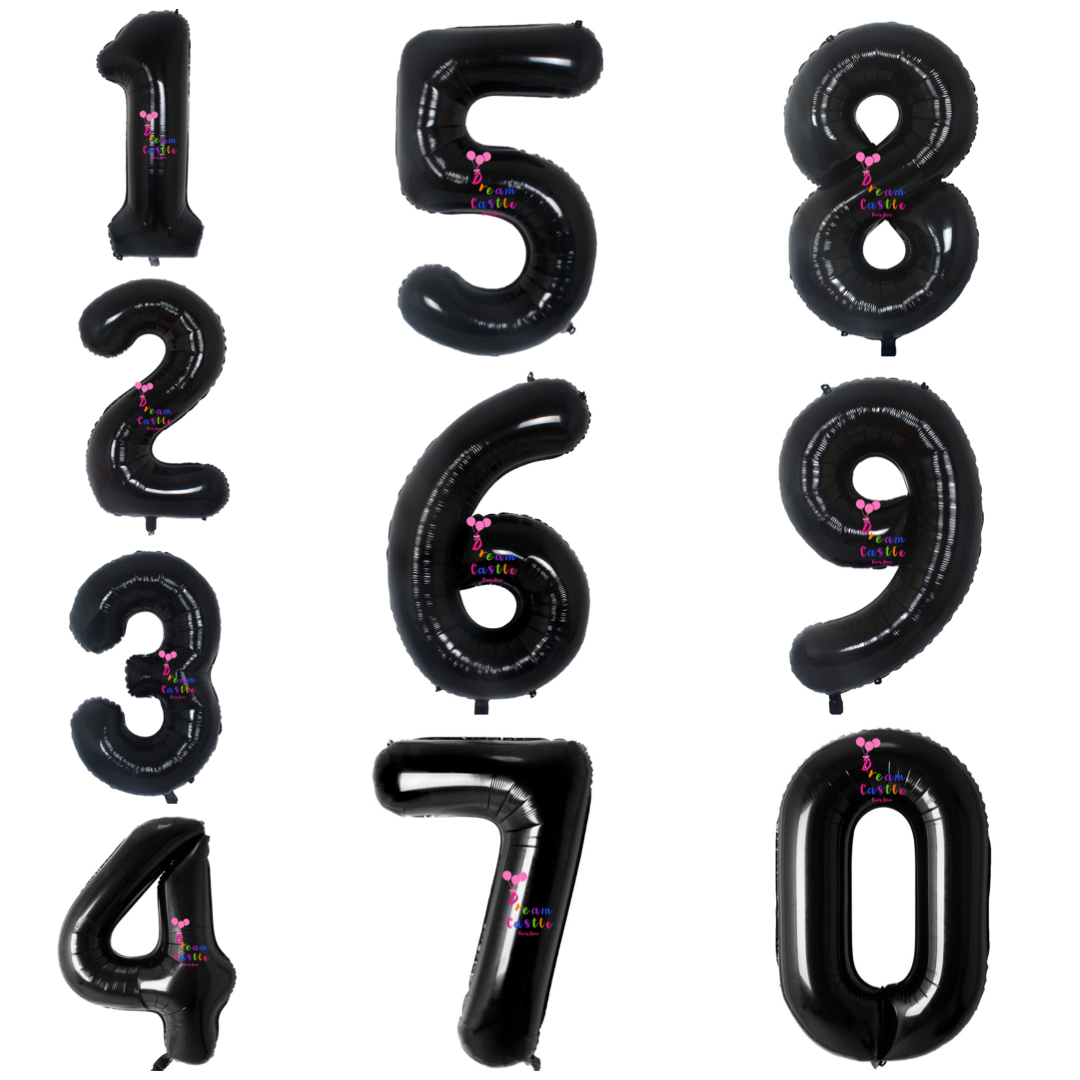 34" Black Number Balloons