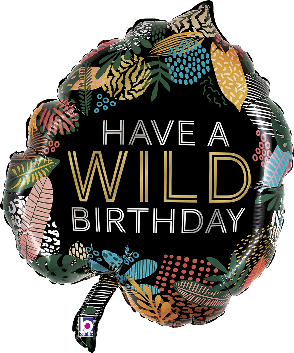 30" Wild BDay Tropical Leaf Foil Balloon