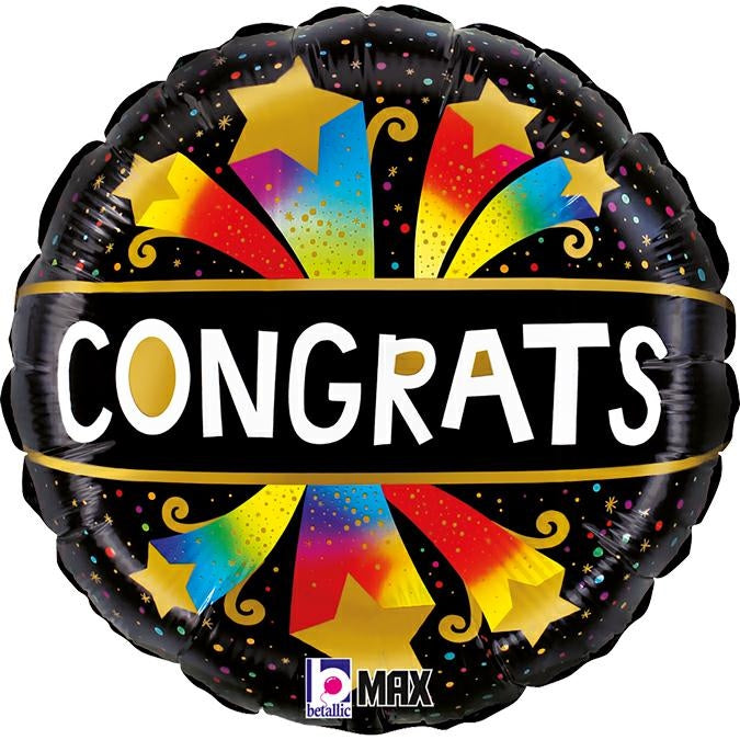 18" Congrats Bursting Stars Foil Balloon