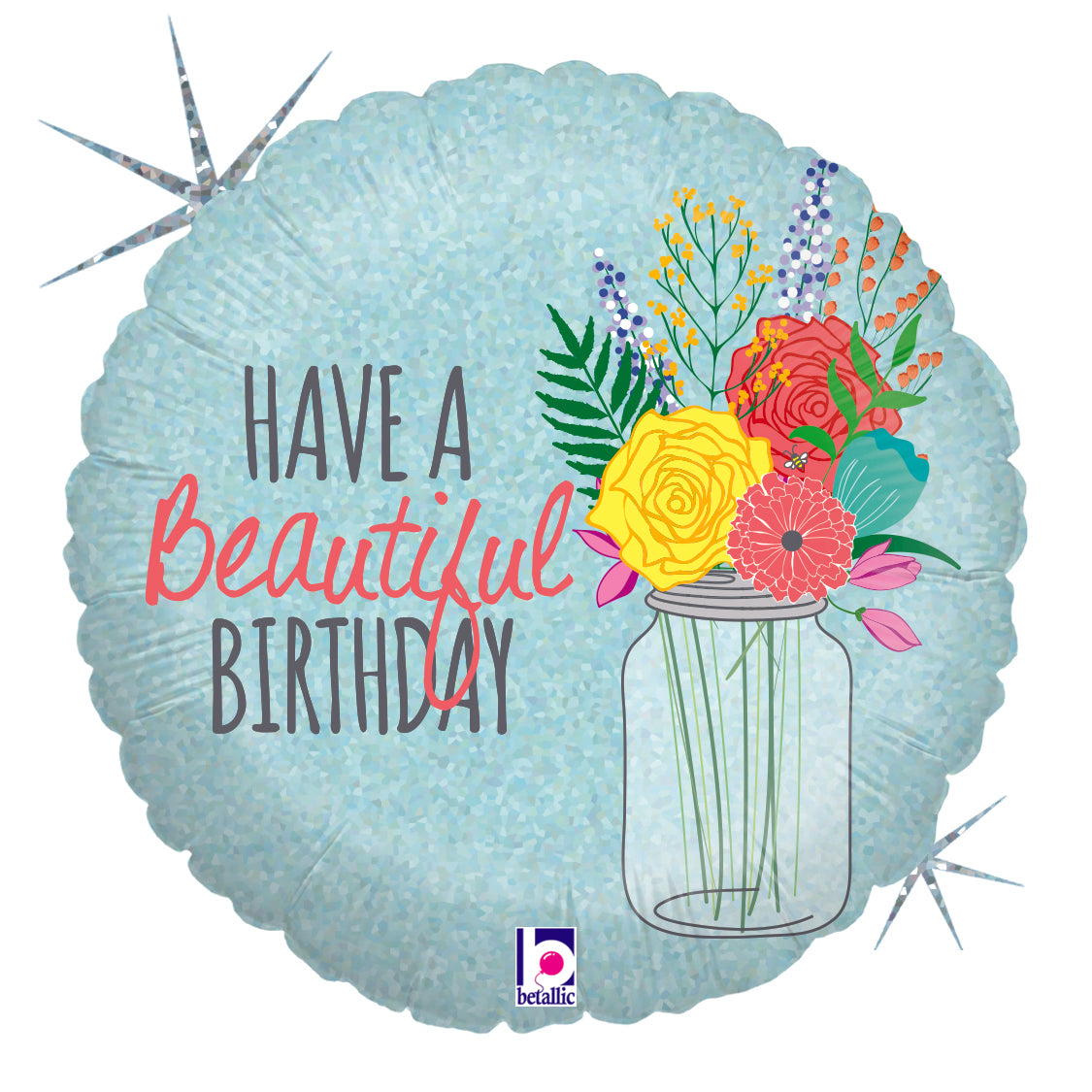 18" Holg. Beautiful Birthday Foil Balloon