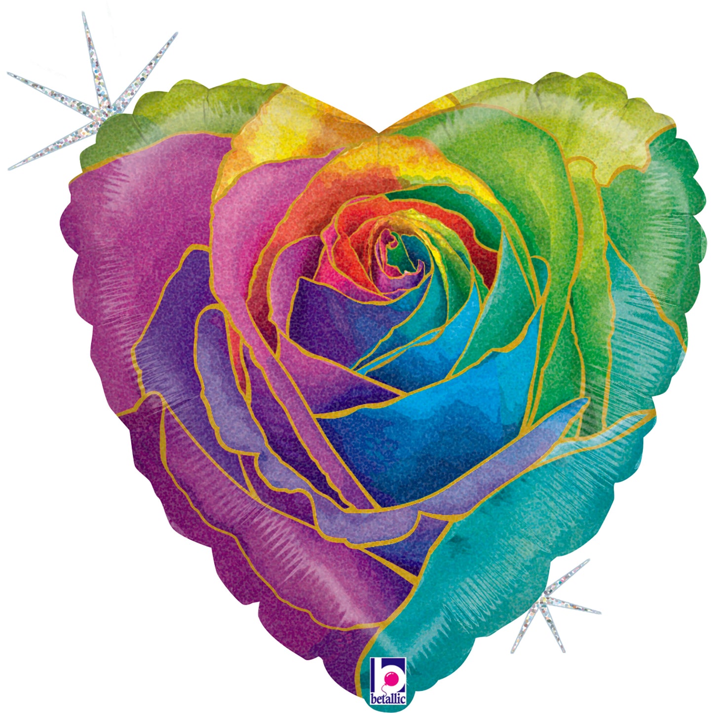 18" Holg. Rainbow Rose Foil Balloon