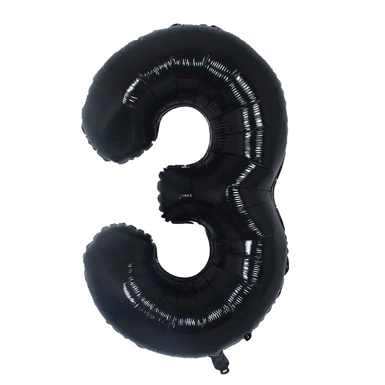 34" Black Number Balloons