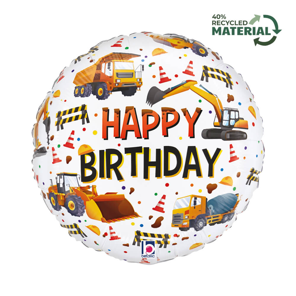 18" Construction Equipment Birthday Foil Balloon