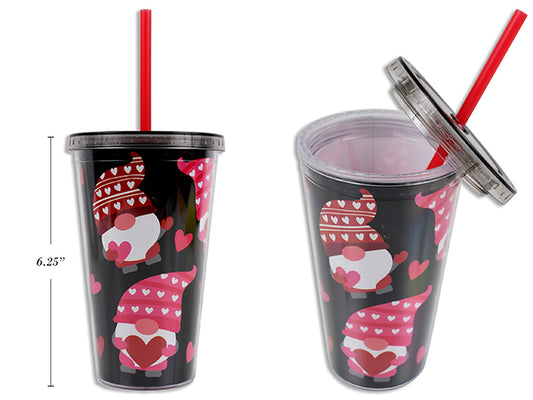 Valentine Printed Tumbler with Straw & Lid