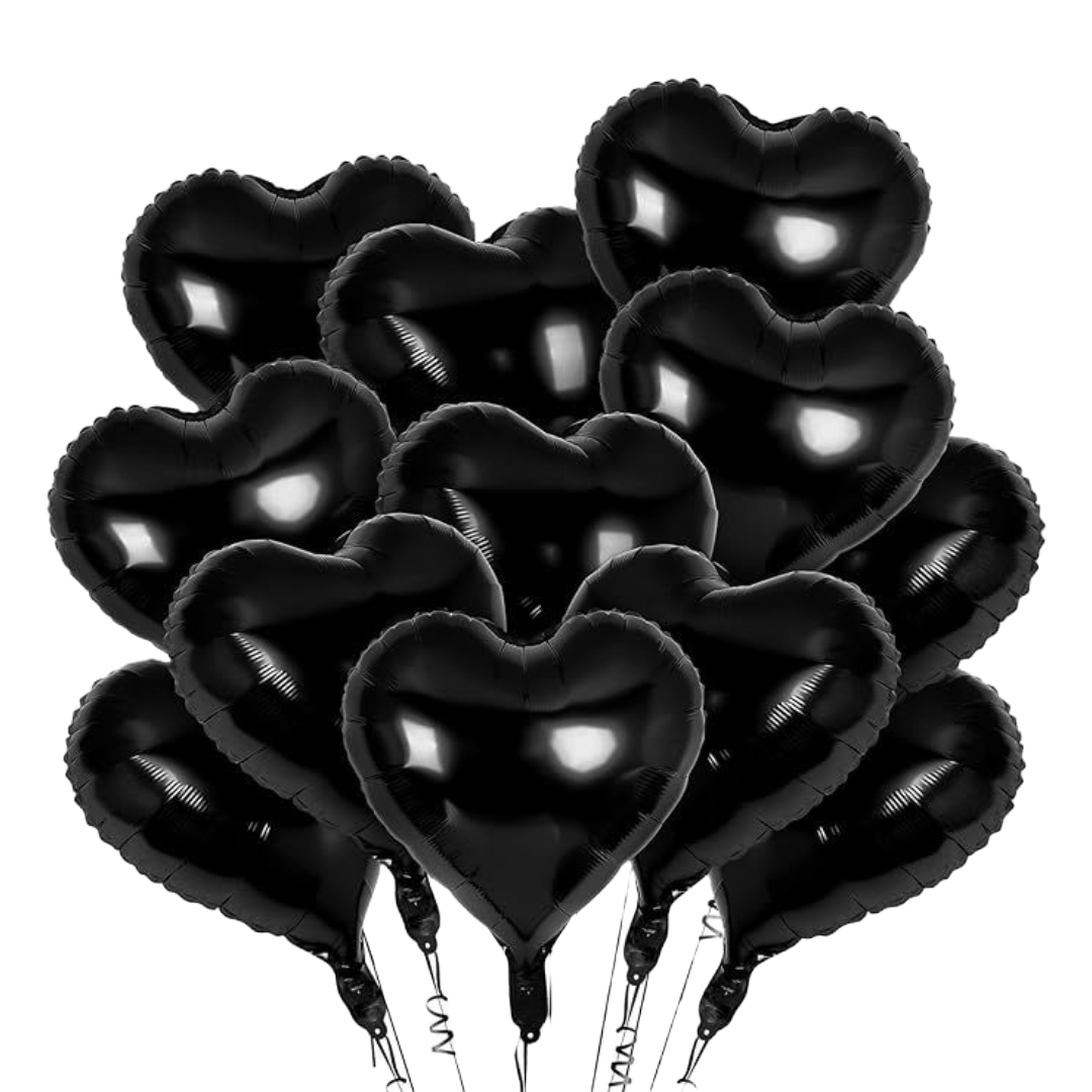 18" Black Heart Foil Balloon