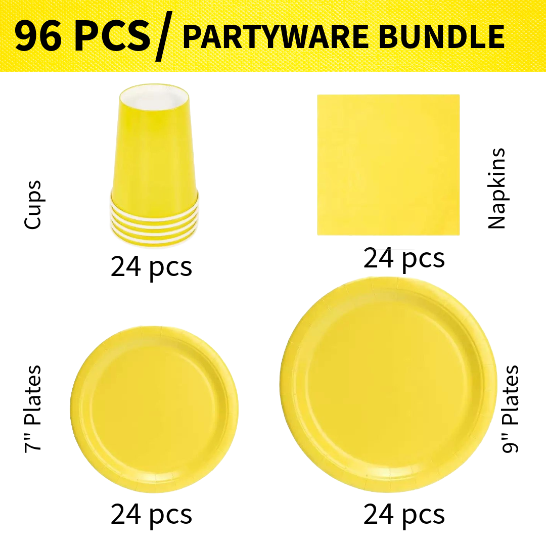 96pc Yellow Partyware Bundle