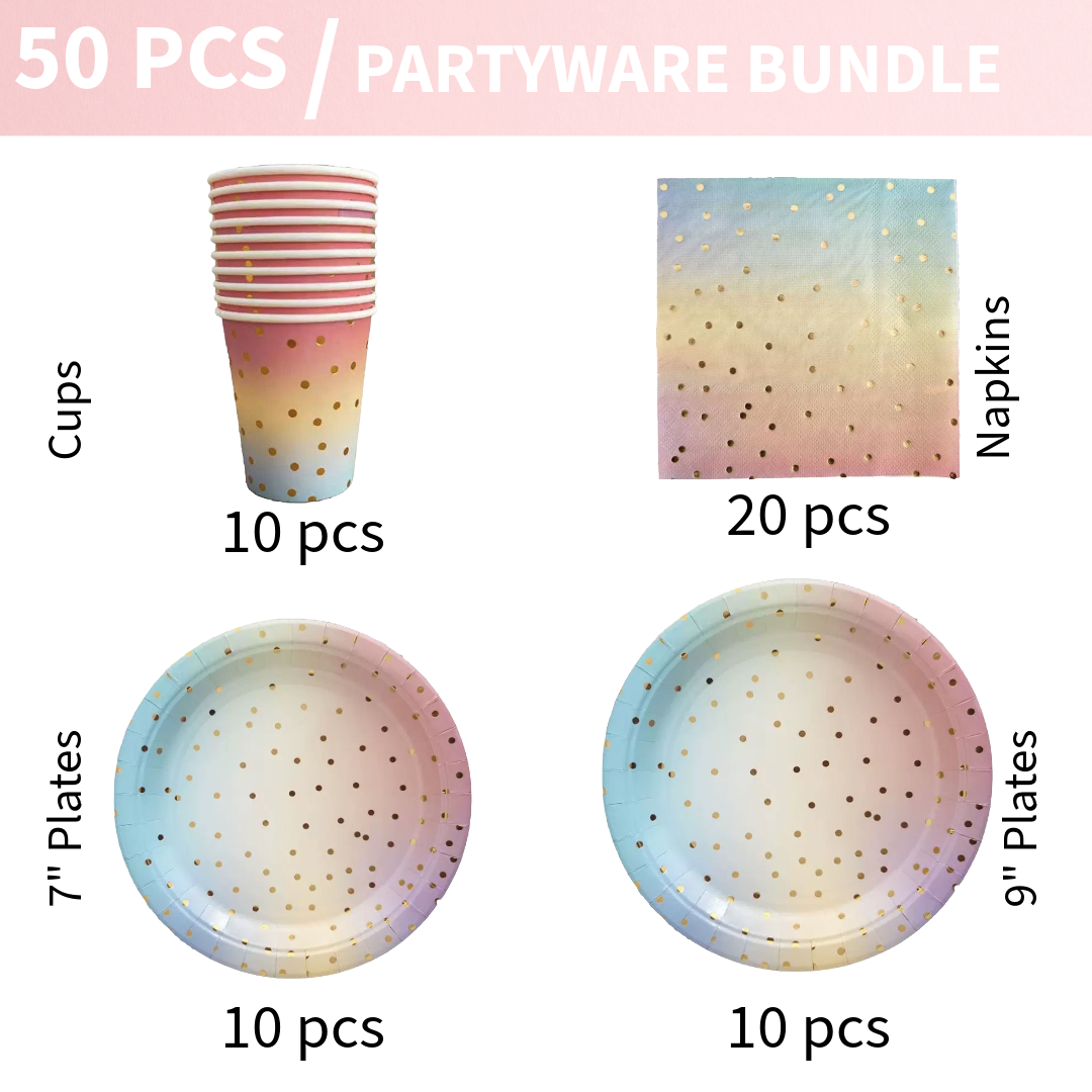 50pc Pastel Partyware Bundle