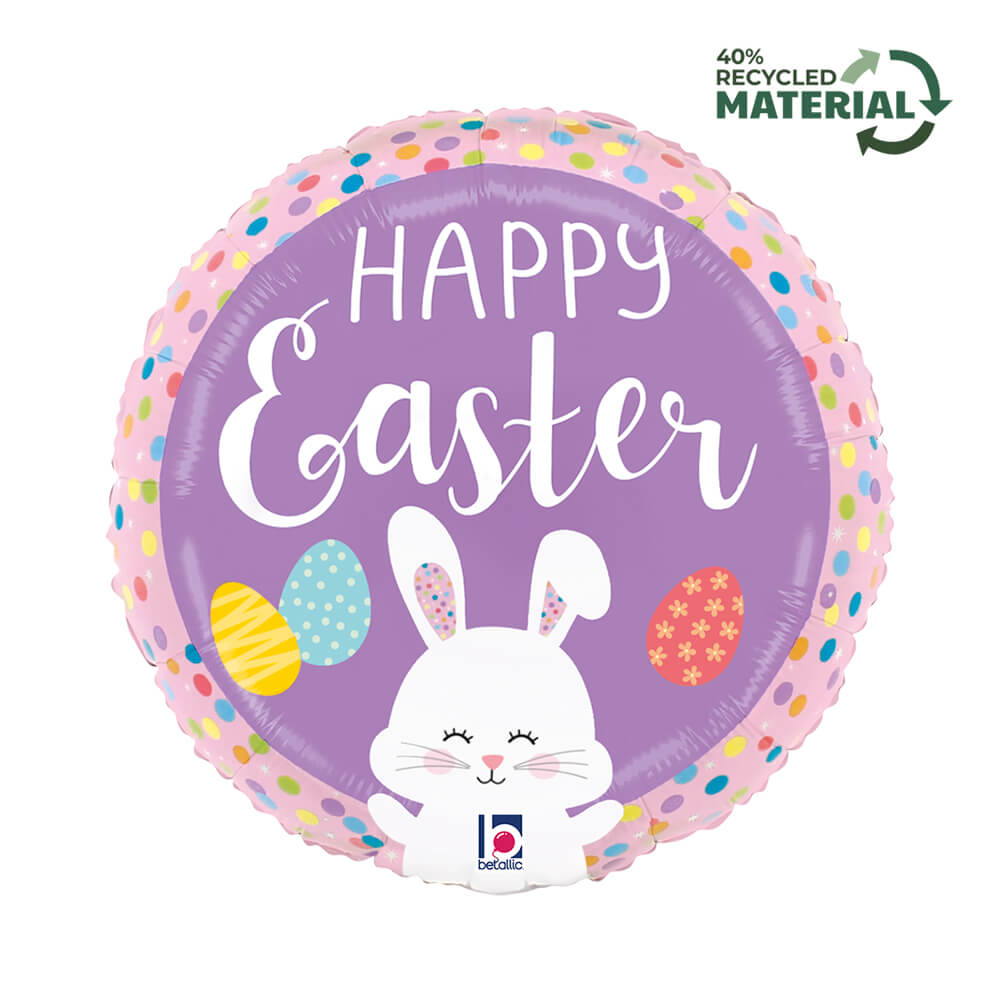18" Easter Bunny Dots Foil Balloon