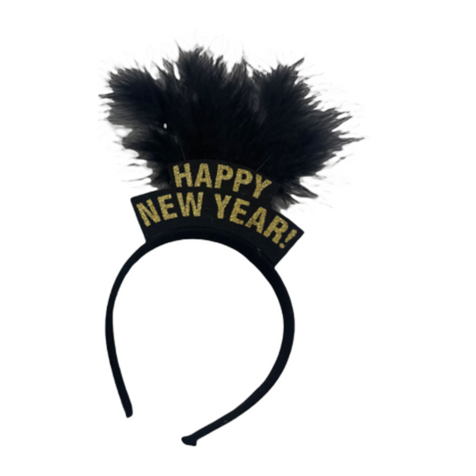 New Year Headband Topper w/ Feathers