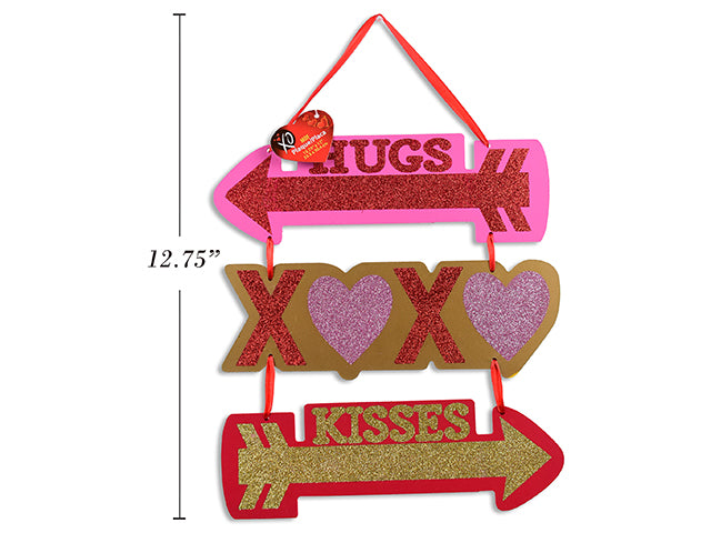 Valentine Directional Glitter Plaque w/ Satin Hanger