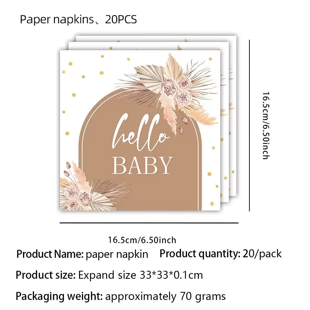 50pc Nude Hello Baby Partyware Bundle