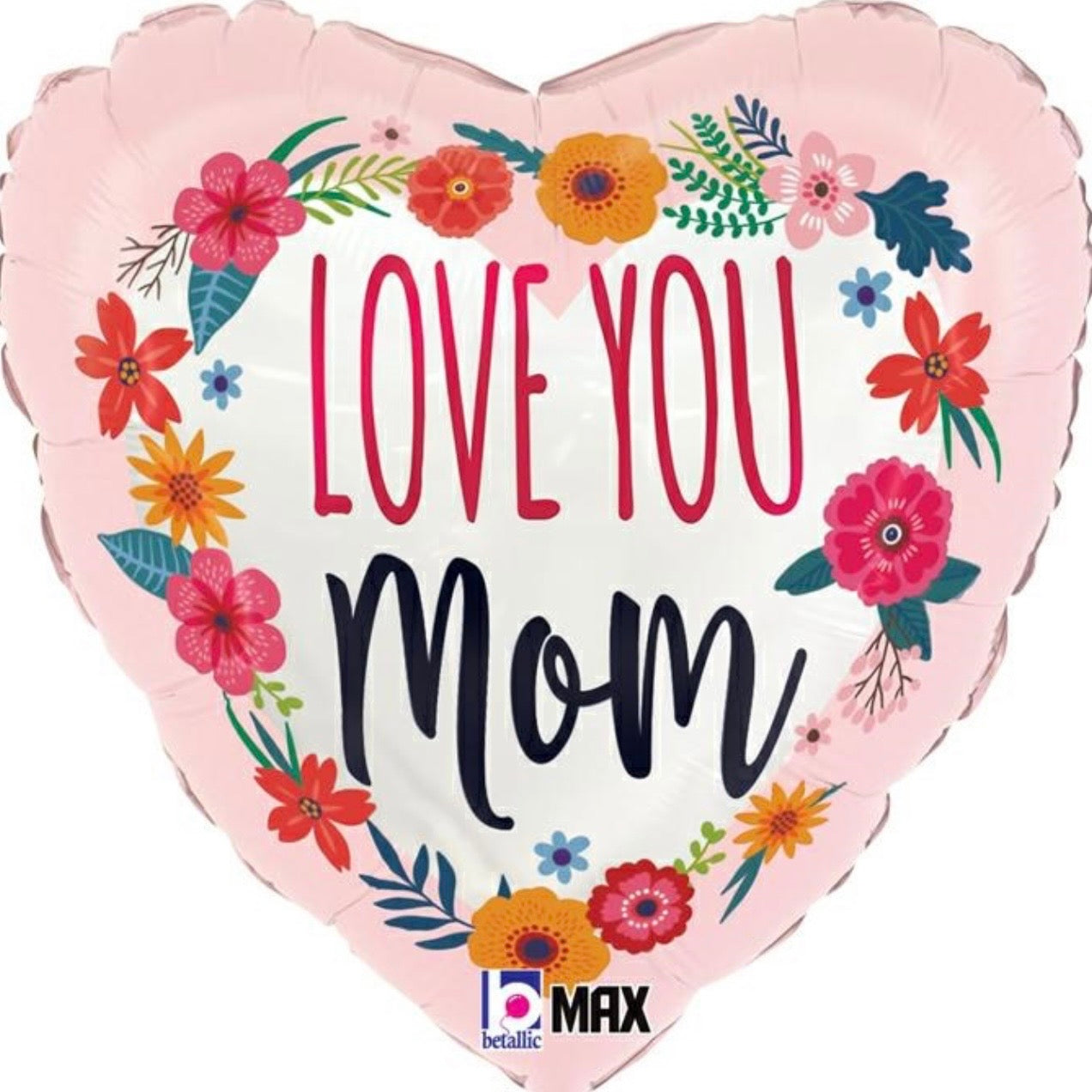 18" Satin Love You Mom Blossoms Foil Balloon
