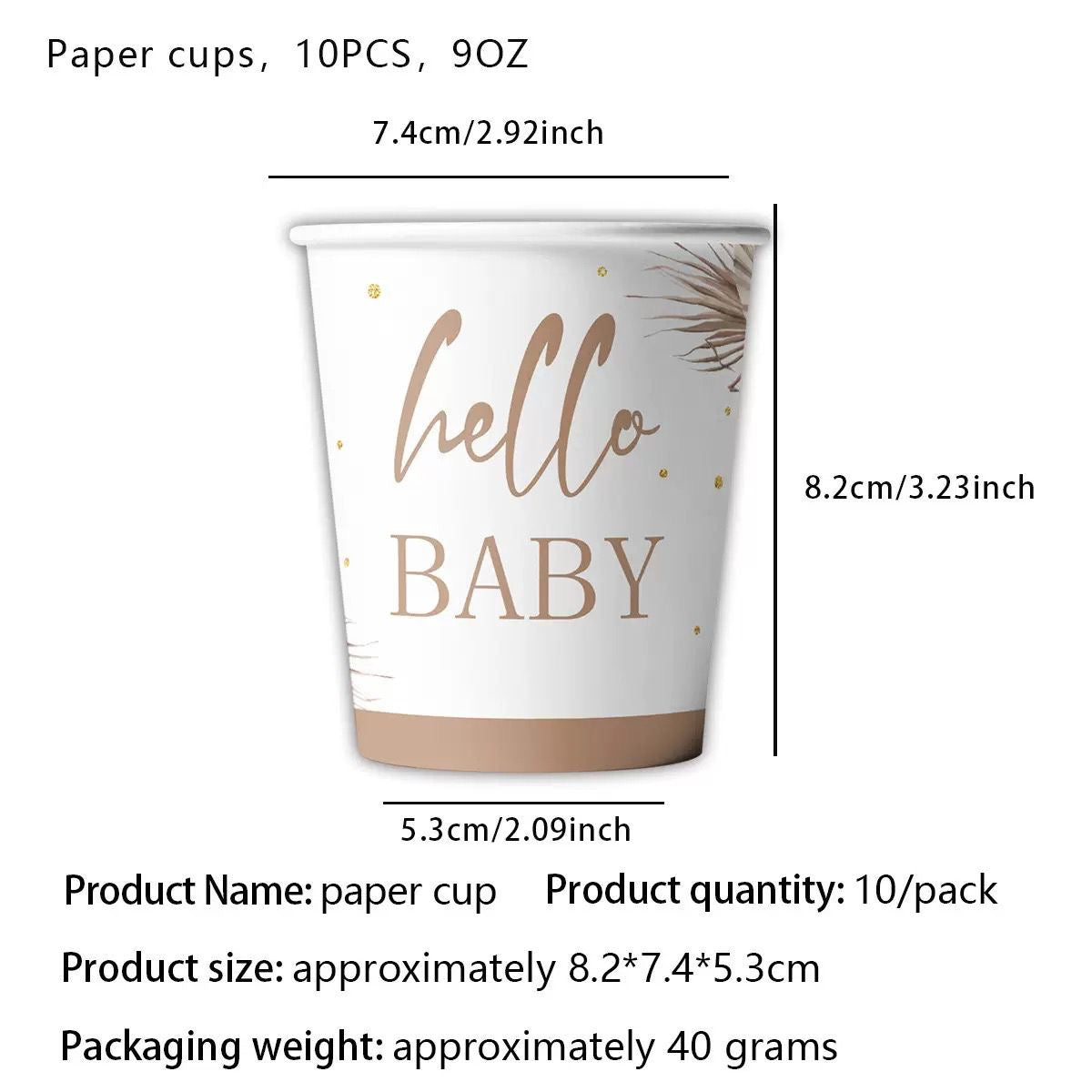 50pc Nude Hello Baby Partyware Bundle