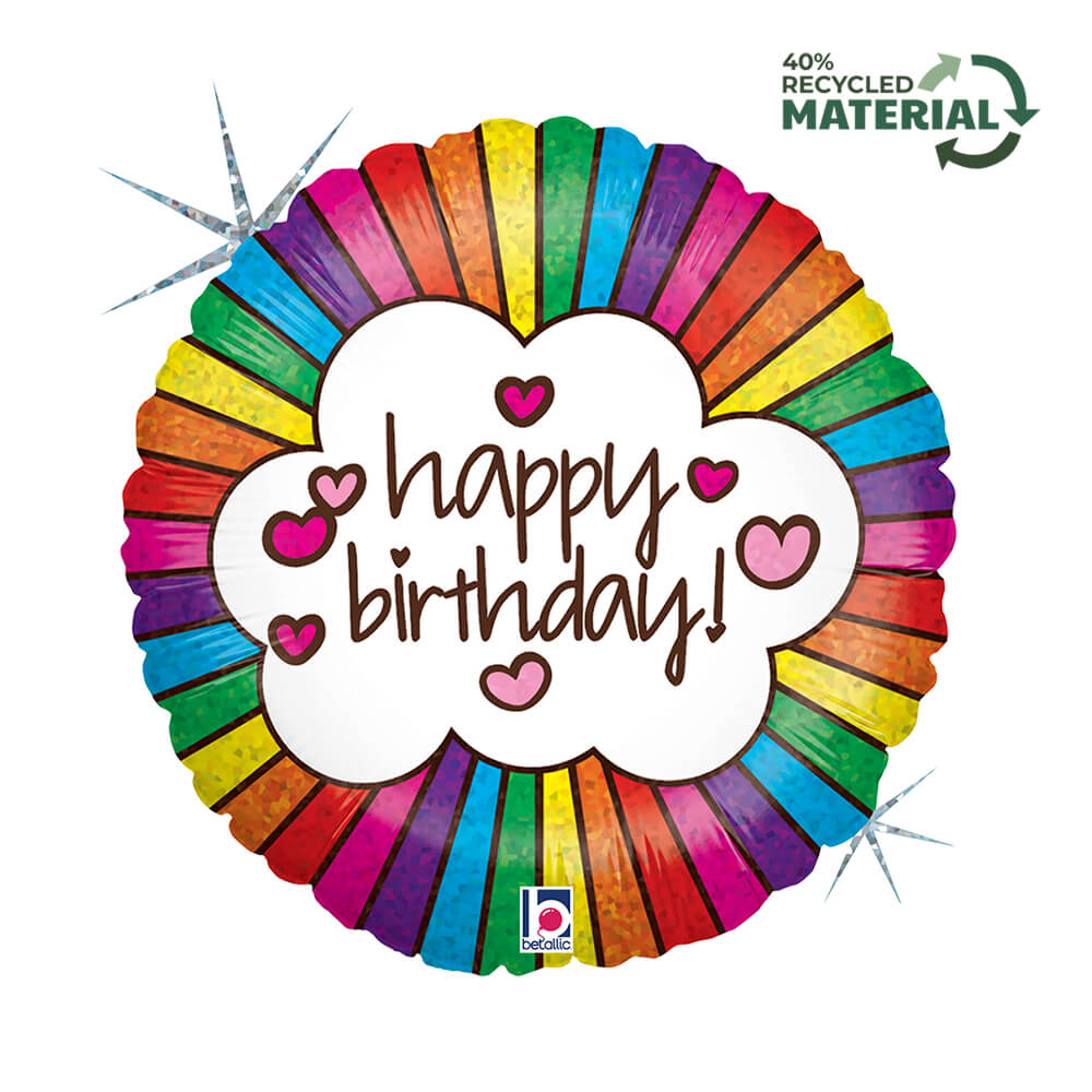 18" Retro Rainbow Birthday Foil Balloon