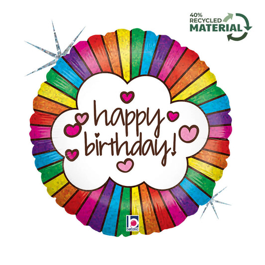18" Retro Rainbow Birthday Foil Balloon