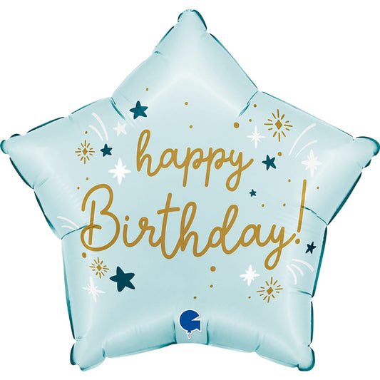 18" Blue Star Birthday Foil Balloon