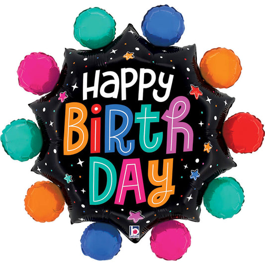 29" Colorful Circles Birthday Foil Balloon