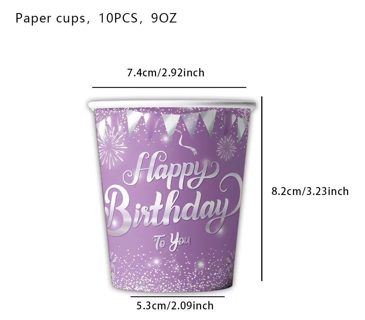 50pc Purple Birthday Partyware Bundle