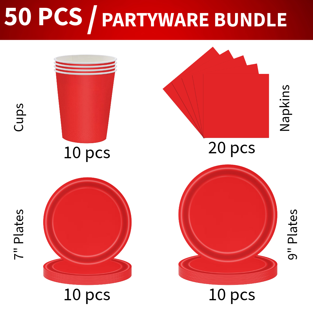 50pc Red Partyware Bundle