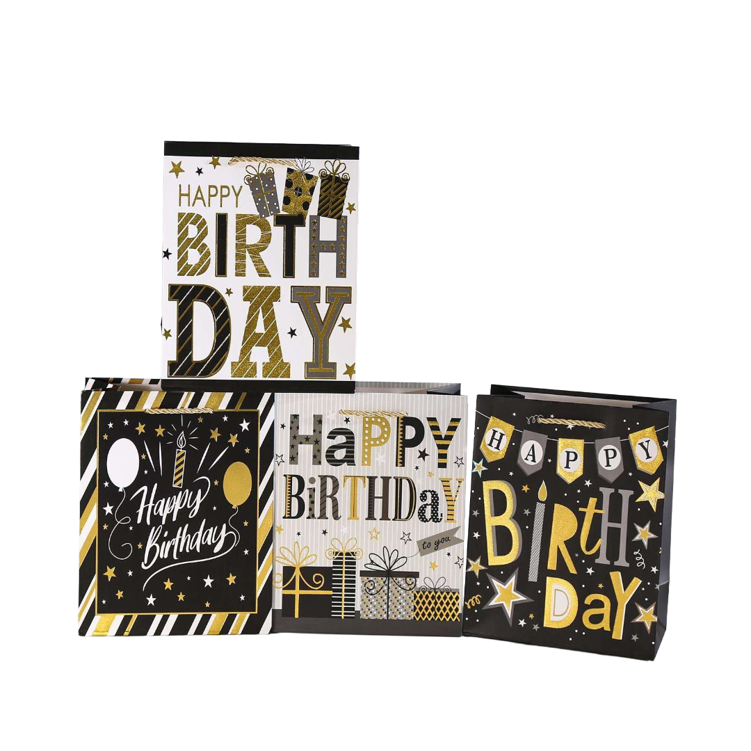 Black & Gold Birthday Gift Bag (Medium)