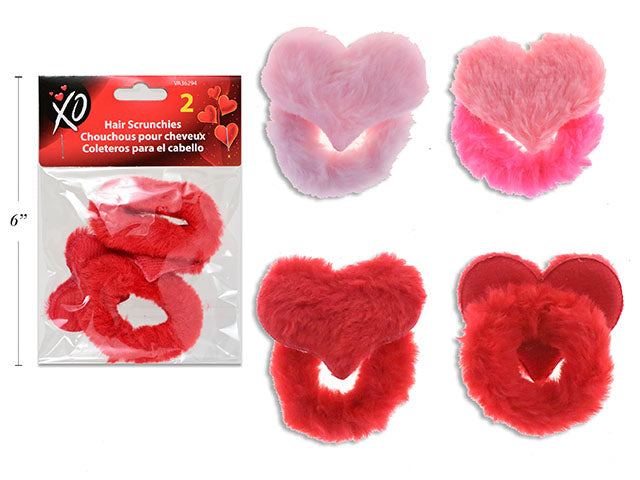 Valentine Plush Heart Scrunchies (2 pcs)
