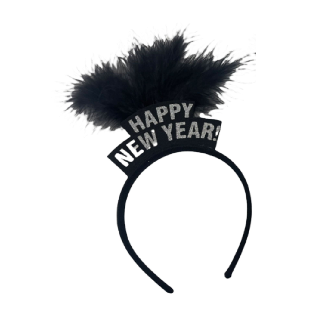 New Year Headband Topper w/ Feathers
