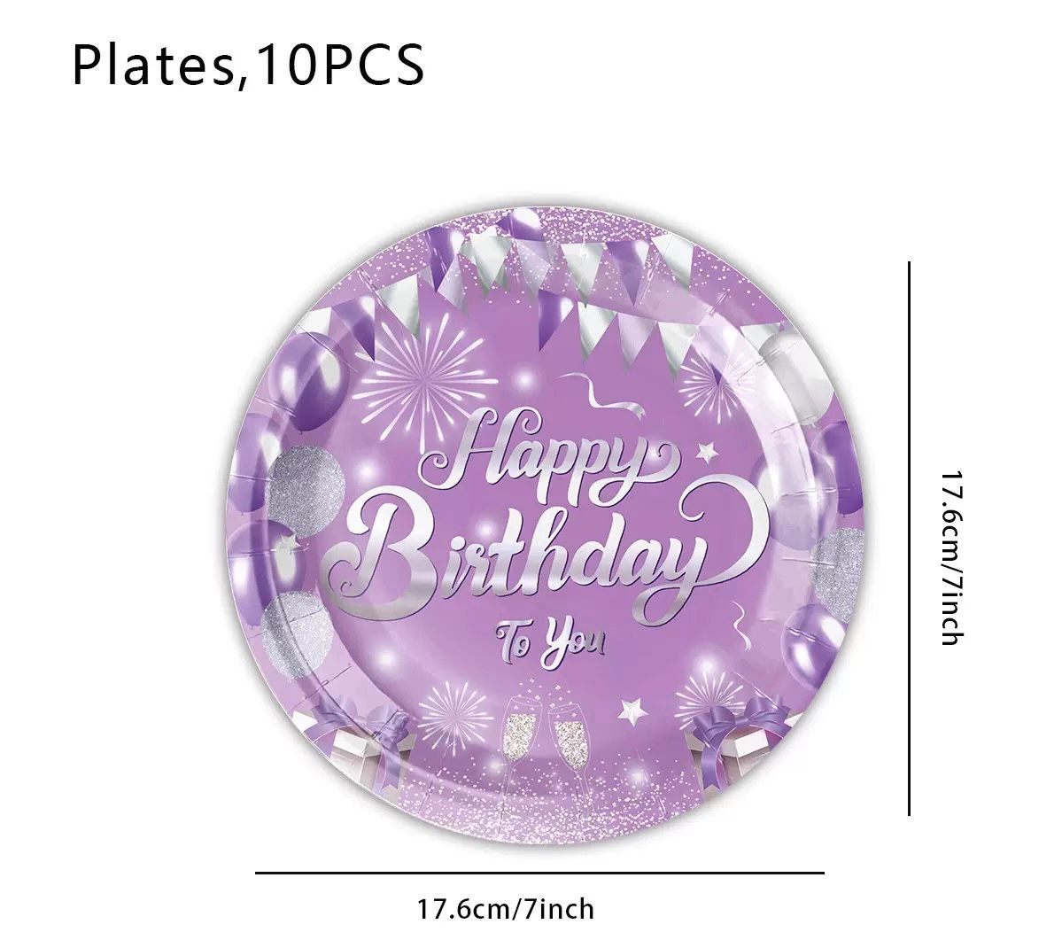 50pc Purple Birthday Partyware Bundle