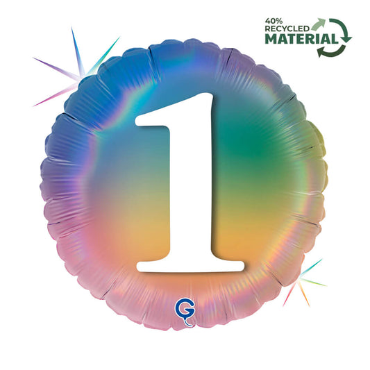 18" Happy 1 Colorful Rainbow Foil Balloon