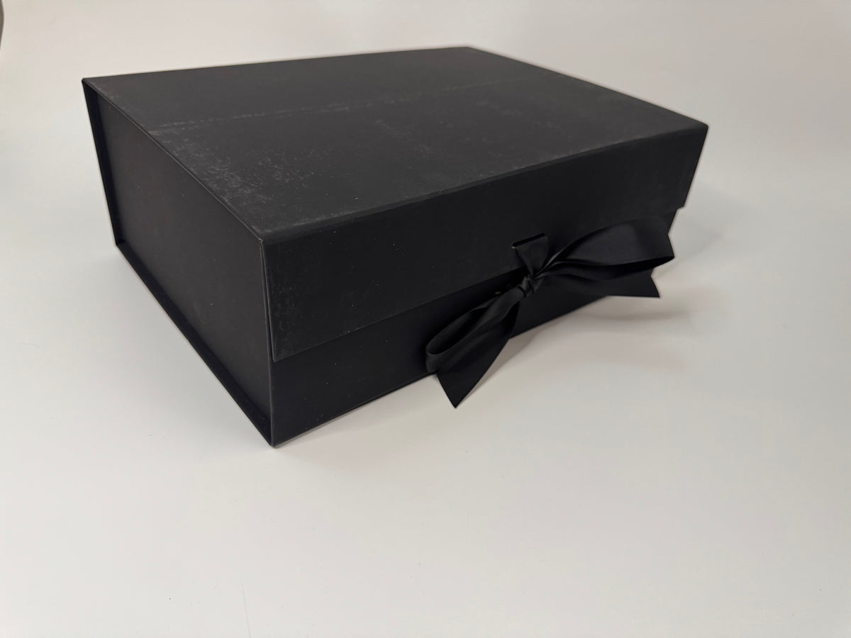 Premium Black Folding Gift Box w/ Satin Ribbon (Large)