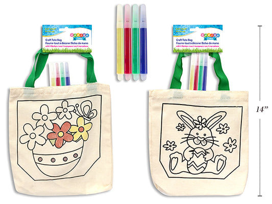 Easter Craft Spring Tote Bag w/ Markers