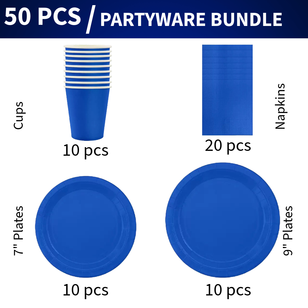 50pc Royal Blue Partyware Bundle
