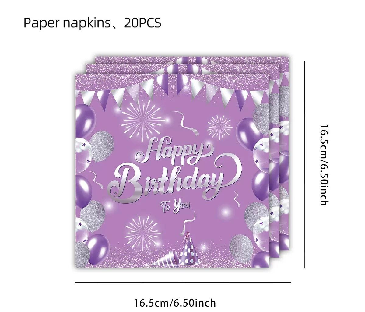 50pc Purple Birthday Partyware Bundle