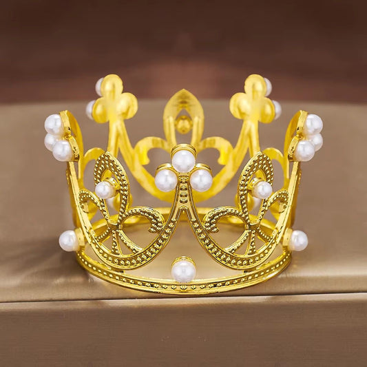 Mini Gold Crown Cake Topper (wh pearl)