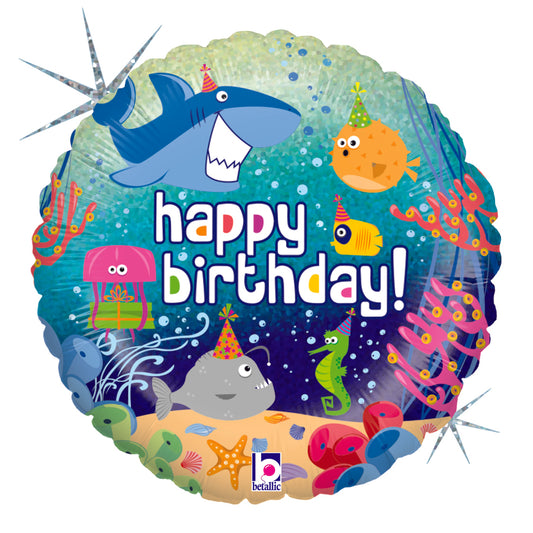 18" Birthday Ocean Shark Foil Balloon