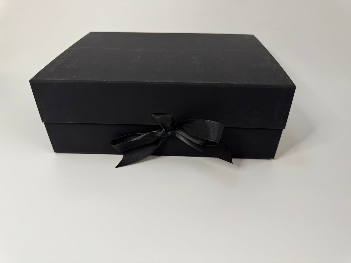 Premium Black Folding Gift Box w/ Satin Ribbon (Large)