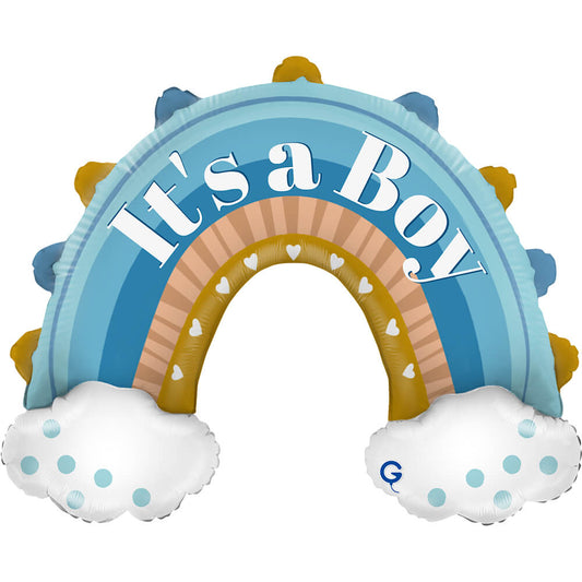 31" Boho Blue Rainbow Baby Foil Balloon