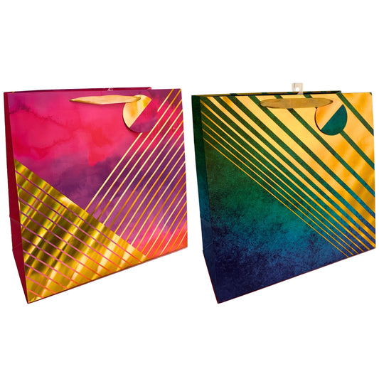 Geo Watercolor Paper Bags (Square)