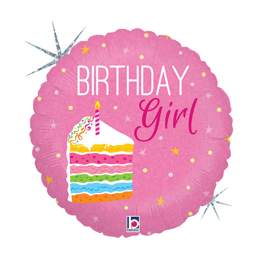 18" Birthday Cake Girl Foil Balloon