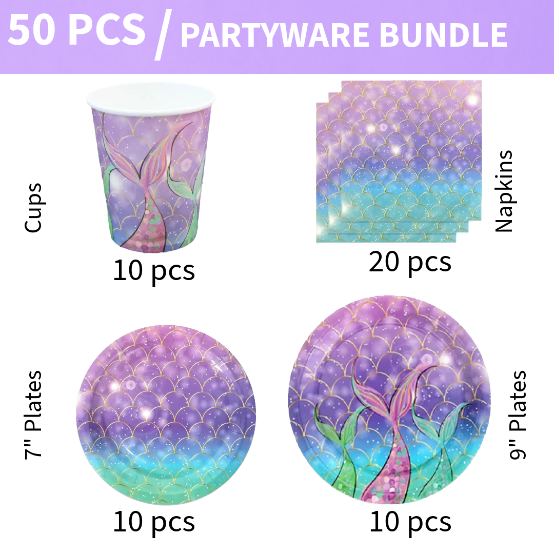 50pc Mermaid Partyware Bundle